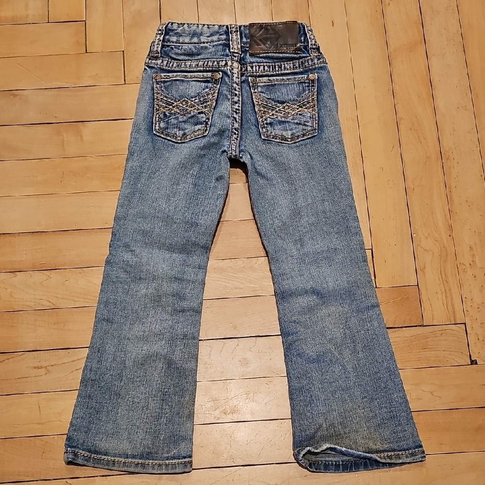 Blue Boot-Cut Jeans with Vintage Distressing